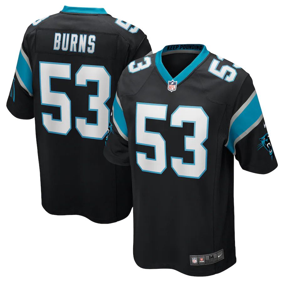 Men Carolina Panthers 53 Brian Burns Nike Black Game NFL Jersey